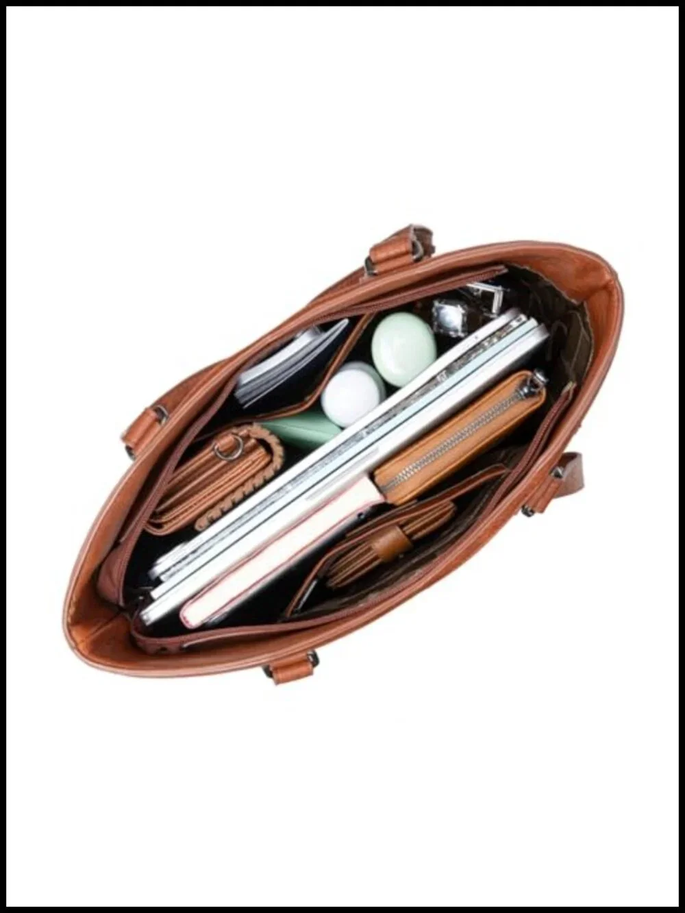 Vegan Leather Western Tote Bag with Turquoise Accents